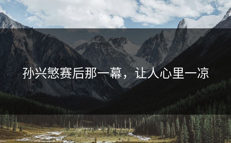 孙兴慜赛后那一幕，让人心里一凉