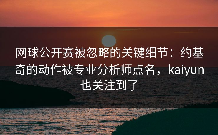 网球公开赛被忽略的关键细节：约基奇的动作被专业分析师点名，kaiyun也关注到了