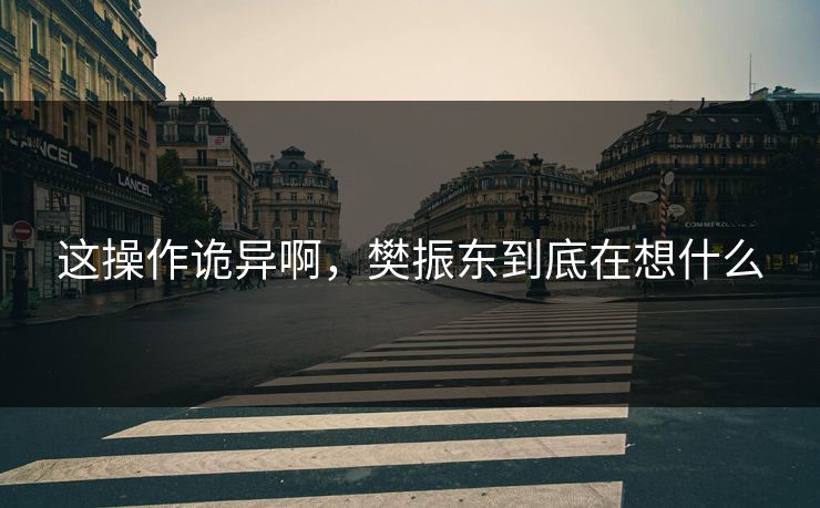 这操作诡异啊，樊振东到底在想什么