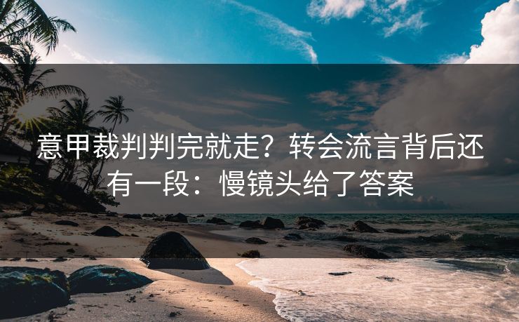 意甲裁判判完就走？转会流言背后还有一段：慢镜头给了答案